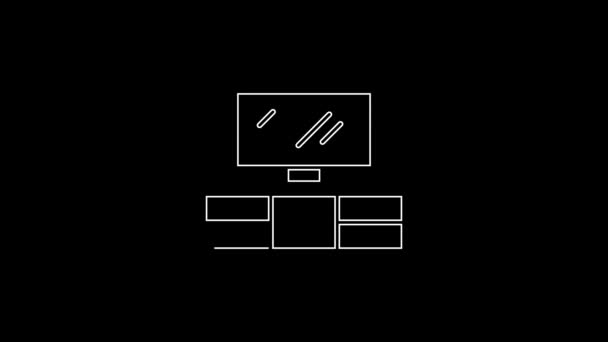 Bílá Linka Stůl Ikona Izolované Černém Pozadí Grafická Animace Pohybu — Stock video