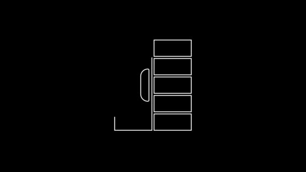 Символ Белый Шкаф Выделен Черном Фоне Шкаф Знак Видеографическая Анимация — стоковое видео