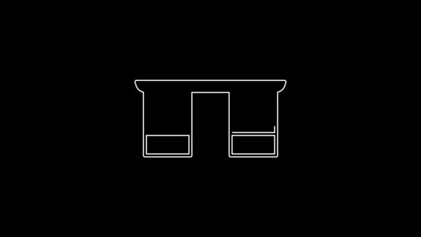 Weiße Linie Büroschreibtisch Symbol Isoliert Auf Schwarzem Hintergrund Video Motion — Stockvideo