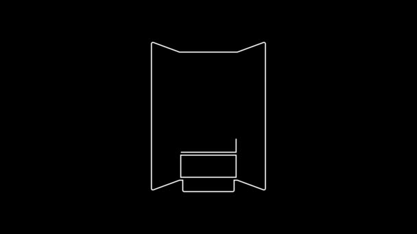 White Line Wardrobe Icon Isolated Black Background Cupboard Sign Video — Stockvideo