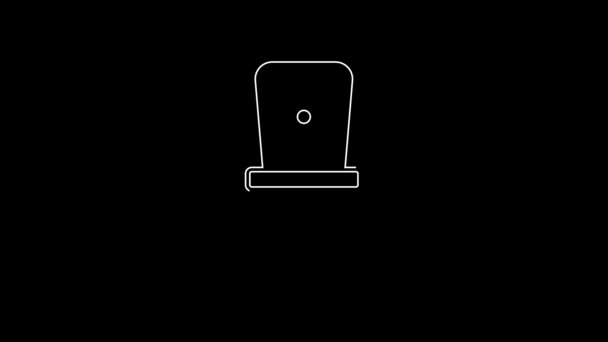 Biała Linia Ikona Krzesła Izolowana Czarnym Tle Animacja Graficzna Ruchu — Wideo stockowe