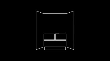 White line Wardrobe icon isolated on black background. Cupboard sign. 4K Video motion graphic animation.
