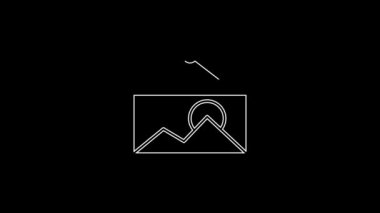 White line Picture icon isolated on black background. 4K Video motion graphic animation.