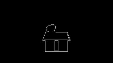 White line Gift box with hearts icon isolated on black background. Valentines day. 4K Video motion graphic animation.