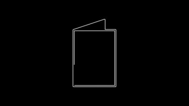 Beyaz çizgi sevgililer günü parti broşürleri siyah arka planda izole edilmiş. Kutlama için davetiye ya da tebrik kartı şablonu. 4K Video hareketli grafik canlandırması.