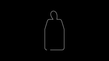 Beyaz çizgi lütfen siyah arkaplanda izole edilmiş kalp ikonu ile rahatsız etmeyin. Otel Kapısı Askısı Etiketleri. 4K Video hareketli grafik canlandırması.