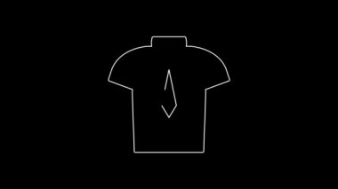 White line Shirt icon isolated on black background. T-shirt. 4K Video motion graphic animation.