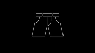 Siyah arkaplanda beyaz çizgi ya da pantolon simgesi var. 4K Video hareketli grafik canlandırması.