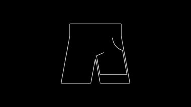 Siyah arkaplanda beyaz çizgi ya da pantolon simgesi var. 4K Video hareketli grafik canlandırması.