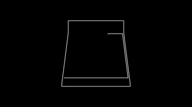 Siyah arkaplanda beyaz çizgi etek simgesi izole edildi. 4K Video hareketli grafik canlandırması.