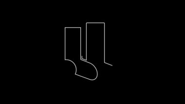 Beyaz çizgi Çorap simgesi siyah arkaplanda izole edildi. 4K Video hareketli grafik canlandırması.