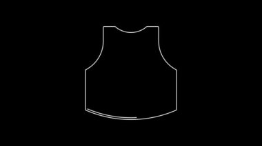 White line Female crop top icon isolated on black background. Undershirt. 4K Video motion graphic animation.