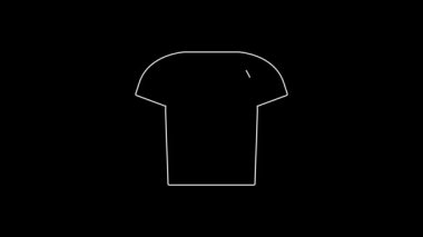 White line T-shirt icon isolated on black background. Shirt. 4K Video motion graphic animation.