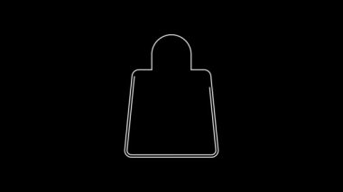 Beyaz çizgi çanta simgesi siyah arkaplanda izole edildi. Kadın el çantası işareti. Glamour günlük bagaj sembolü. 4K Video hareketli grafik canlandırması.