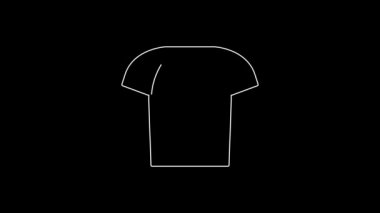 White line T-shirt icon isolated on black background. Shirt. 4K Video motion graphic animation.