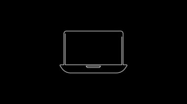 White line Insurance online icon isolated on black background. Security, safety, protection, protect concept. 4K Video motion graphic animation.