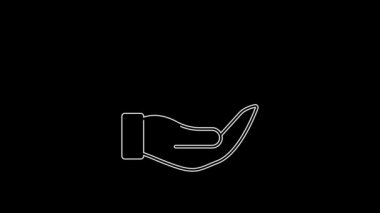 White line Education grant icon isolated on black background. Tuition fee, financial education, budget fund, scholarship program, graduation hat. 4K Video motion graphic animation.
