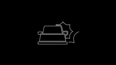 White line Car accident icon isolated on black background. Insurance concept. Security, safety, protection, protect concept. 4K Video motion graphic animation.