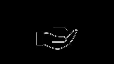 White line Car insurance icon isolated on black background. Insurance concept. Security, safety, protection, protect concept. 4K Video motion graphic animation.