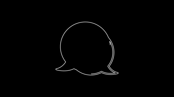 White Line Heart Speech Bubble Icon Isolated Black Background Happy — Vídeo de Stock