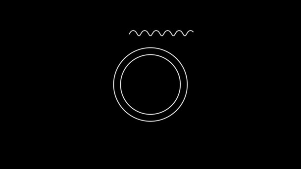 白い線黒の背景に隔離されたパッケージアイコンのコンドーム 安全な愛のシンボル 男性のための避妊法 4Kビデオモーショングラフィックアニメーション — ストック動画