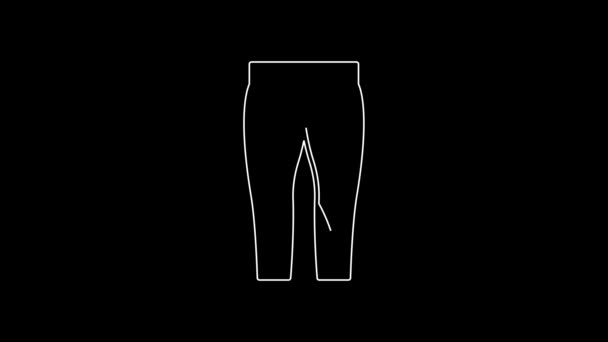 White Line Leggings Icon Isolated Black Background Video Motion Graphic — 图库视频影像