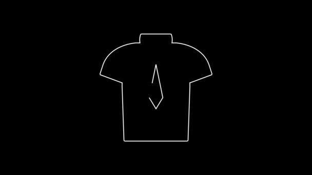 White Line Shirt Icon Isolated Black Background Shirt Video Motion — 图库视频影像