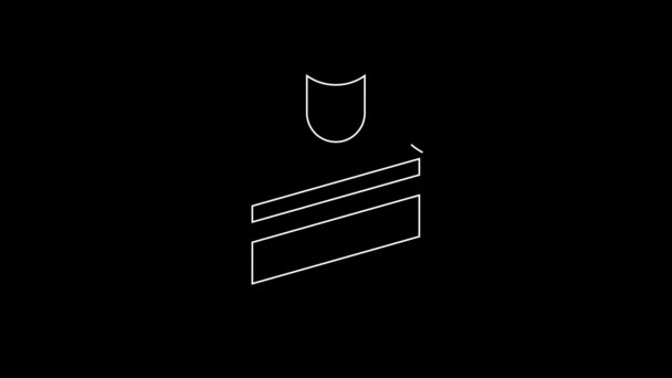 White Line Undershirt Icon Isolated Black Background Video Motion Graphic — Stockvideo