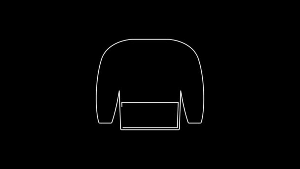 White Line Sweater Icon Isolated Black Background Pullover Icon Sweatshirt — Vídeo de Stock