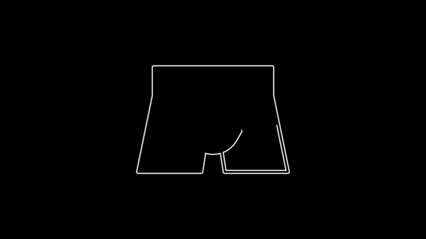 白线男人内裤图标孤立在黑色背景 男式内裤4K视频运动图形动画 — 图库视频影像