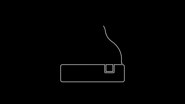 Bílá Čára Beanie Klobouk Ikona Izolované Černém Pozadí Grafická Animace — Stock video