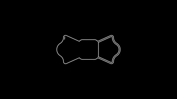 White Line Bow Tie Icon Isolated Black Background Video Motion — Stock Video