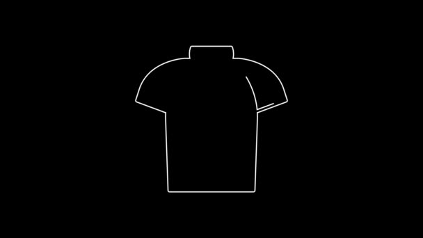 White Line Polo Shirt Icon Isolated Black Background Video Motion — 图库视频影像