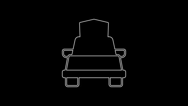 White Line Car Insurance Icon Isolated Black Background Insurance Concept — Vídeo de Stock