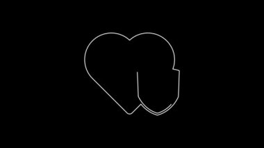 Beyaz çizgi hayat sigortası, siyah arka planda kalkan ikonu var. Güvenlik, güvenlik, koruma, konsept koruma. 4K Video hareketli grafik canlandırması.