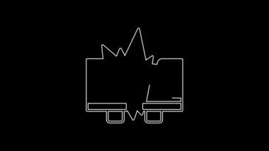 White line Car accident icon isolated on black background. Insurance concept. Auto accident involving two cars. 4K Video motion graphic animation.