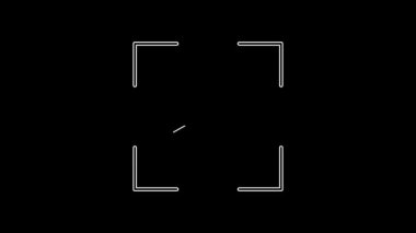 White line Camera focus frame line icon isolated on black background. 4K Video motion graphic animation.
