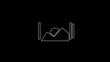 White line Photo frame icon isolated on black background. Vintage empty photos frame. 4K Video motion graphic animation.