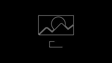 White line Photo retouching icon isolated on black background. Photographer, photography, retouch icon. 4K Video motion graphic animation.