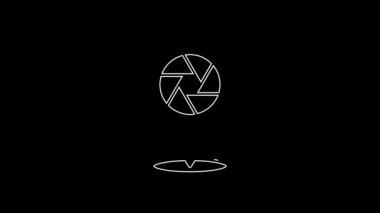 White line Camera shutter icon isolated on black background. 4K Video motion graphic animation.