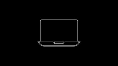 White line Photo retouching icon isolated on black background. Photographer, photography, retouch icon. 4K Video motion graphic animation.
