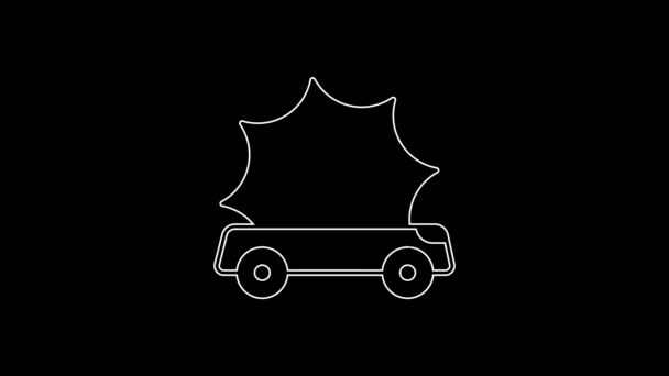 White Line Car Accident Icon Isolated Black Background Insurance Concept — Wideo stockowe