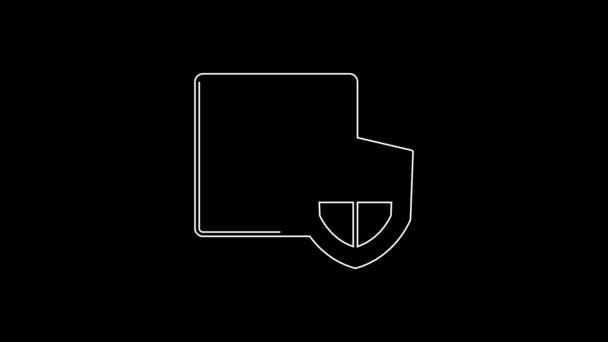 Weiße Linie Liefersicherheit Mit Schild Symbol Isoliert Auf Schwarzem Hintergrund — Stockvideo