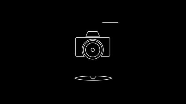 Иконка Фотокамеры Выделена Чёрном Фоне Фотокамера Цифровая Фотография Видеографическая Анимация — стоковое видео