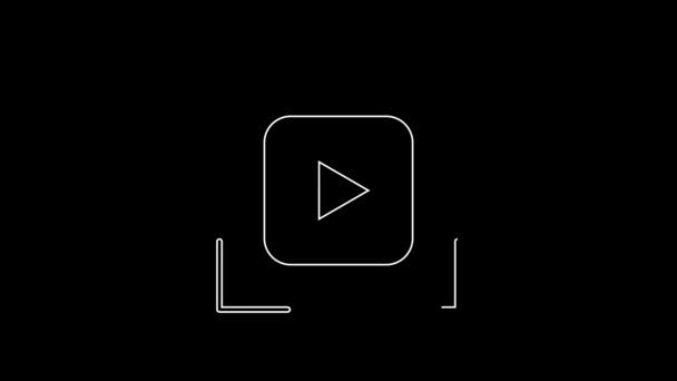 White Line Camera Focus Frame Line Icon Isolated Black Background — Vídeo de Stock