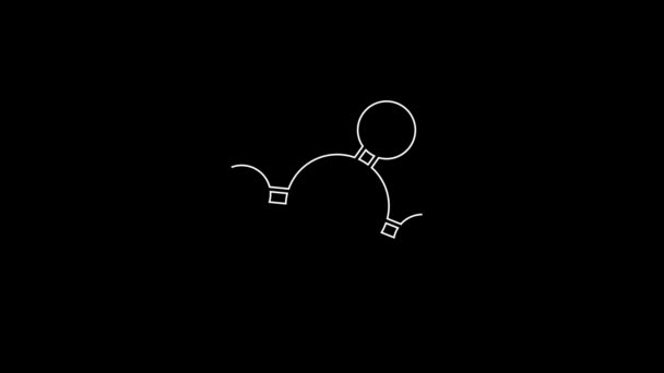 Bílá Čára Ikona Molekuly Izolovaná Černém Pozadí Struktura Molekul Chemii — Stock video