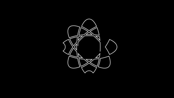 Bílá Čára Ikona Atom Izolované Černém Pozadí Symbol Vědy Vzdělání — Stock video