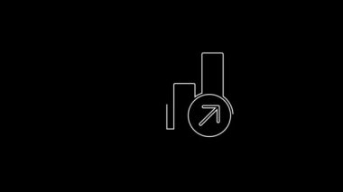 Beyaz çizgi Finansal büyüme ikonu siyah arkaplanda izole edildi. Gelirleri arttırıyorum. 4K Video hareketli grafik canlandırması.