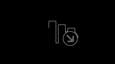 Beyaz çizgi Finansal büyüme siyah arkaplanda izole edilmiş ikonu azaltır. Gelirleri arttırıyorum. 4K Video hareketli grafik canlandırması.