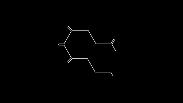Біла Лінія Хімічна Піктограма Формули Ізольована Чорному Тлі Анотація Шестикутника — стокове відео
